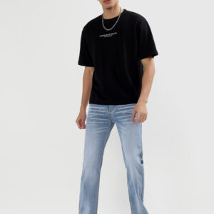 Mens comfort fit light blue denim slub jeans