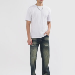 Mens straight fit Premium Dark vintage rugged denim jeans