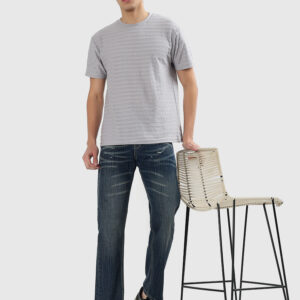 Mens comfort fit dark brown denim slub jeans