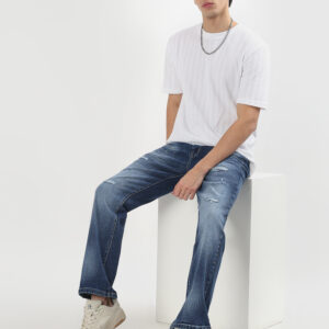 Men's Straight fit Premium Dark Blue rugged denim jeans