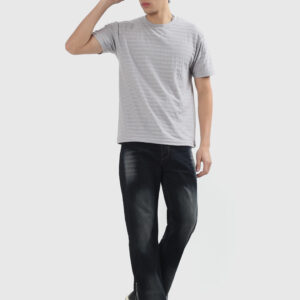 Mens straight fit Premium Dark wash jeans with ankle zip