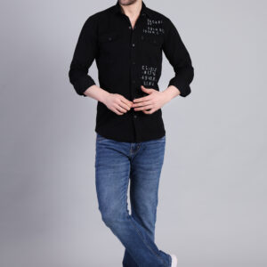 Black Printed Utility Shirt