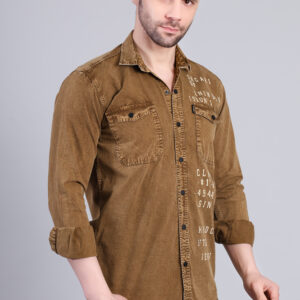 Brown Printed Utility Shirt