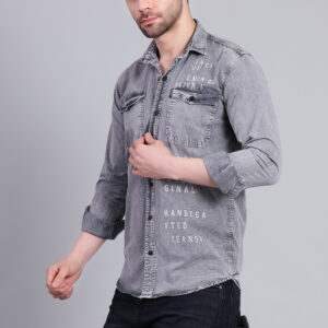 Grey Washed Denim Shirt